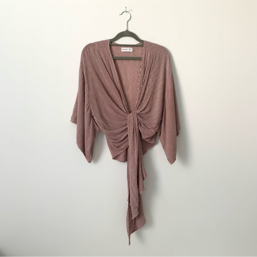 Faithfull The Brand Striped RED White Kimono Top 4